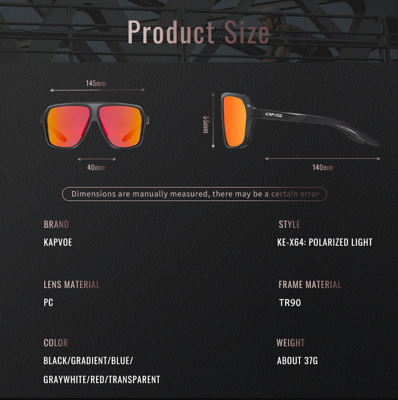 Wholesale Price US$10.50 Kapvoe K64 Polarized Cycling Sunglasses