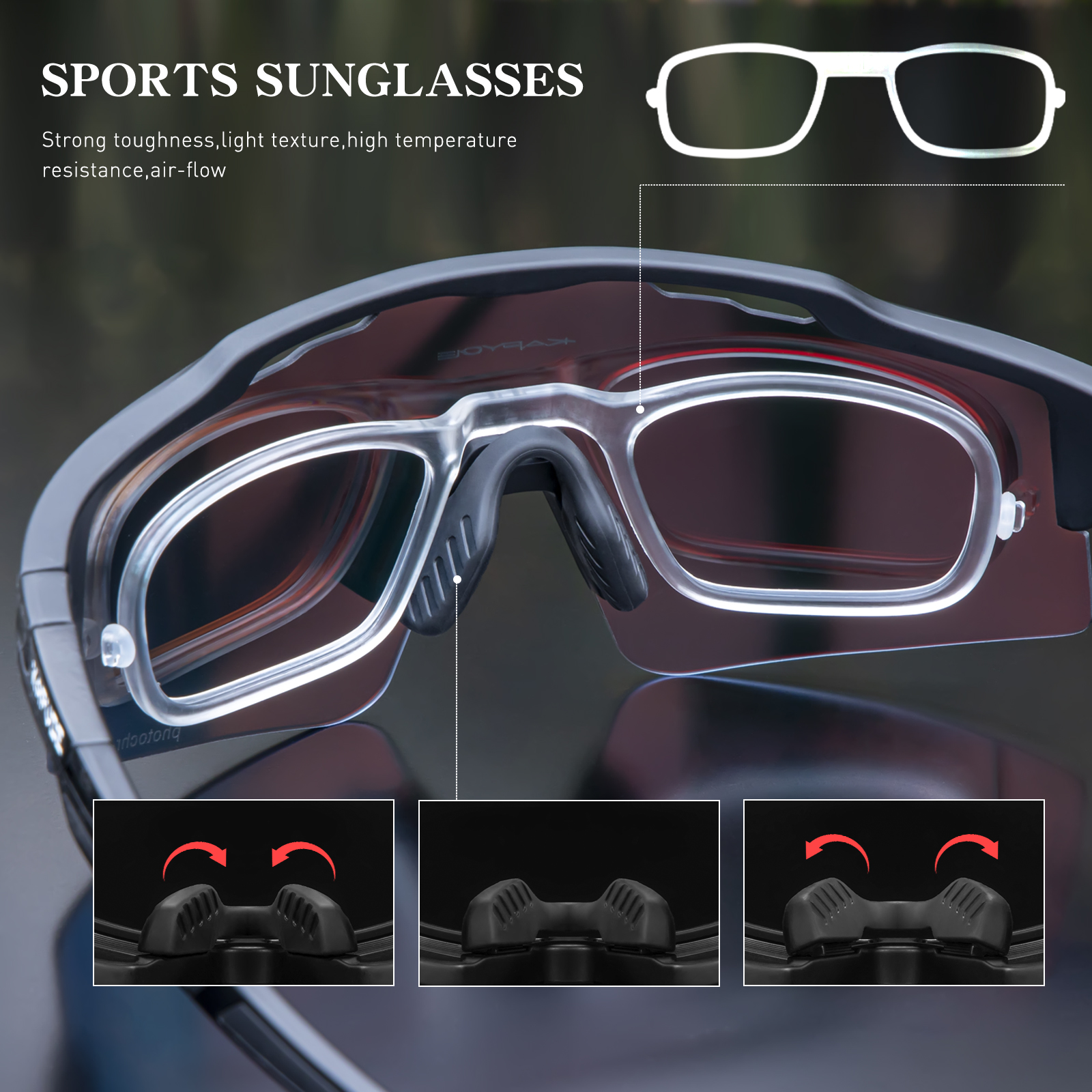 Wholesale Price US$11.9 Kapvoe K75-PH-RE Sport Cycling Glasses