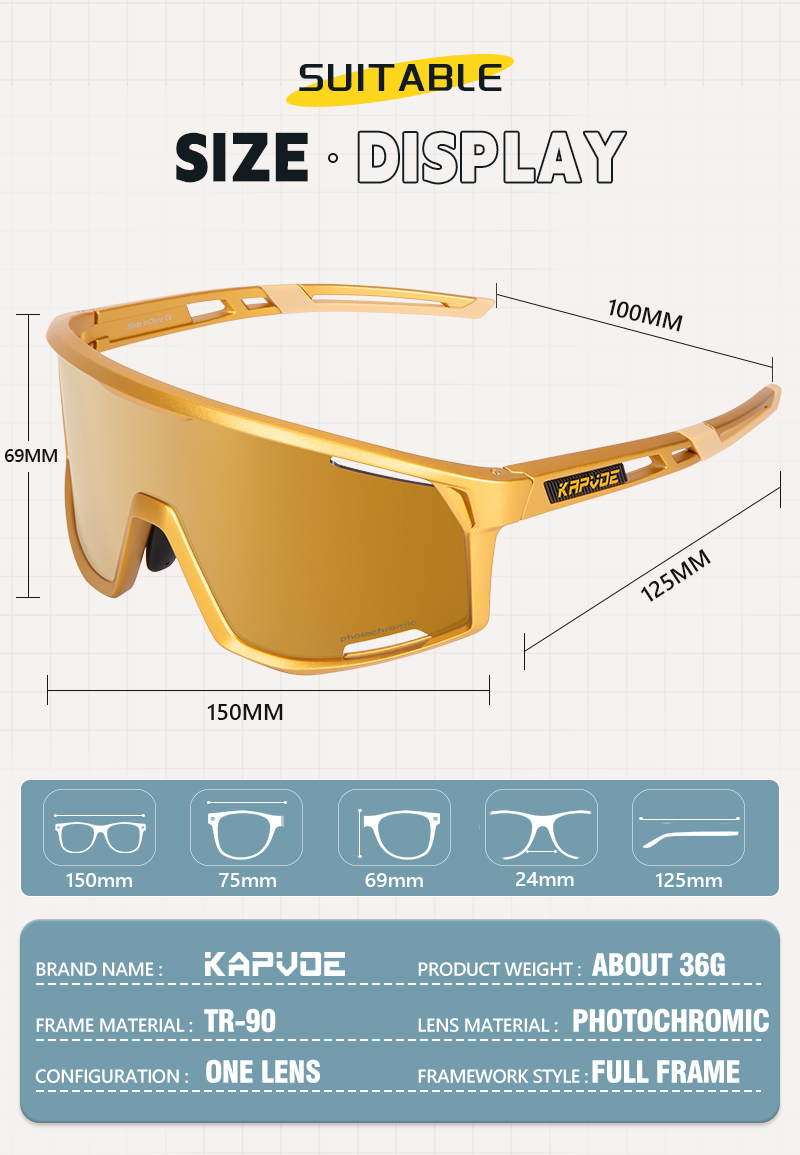 Wholesale Price US$13.00 Kapvoe K108-PH-RE Anti-UV Cycling Sunglasses